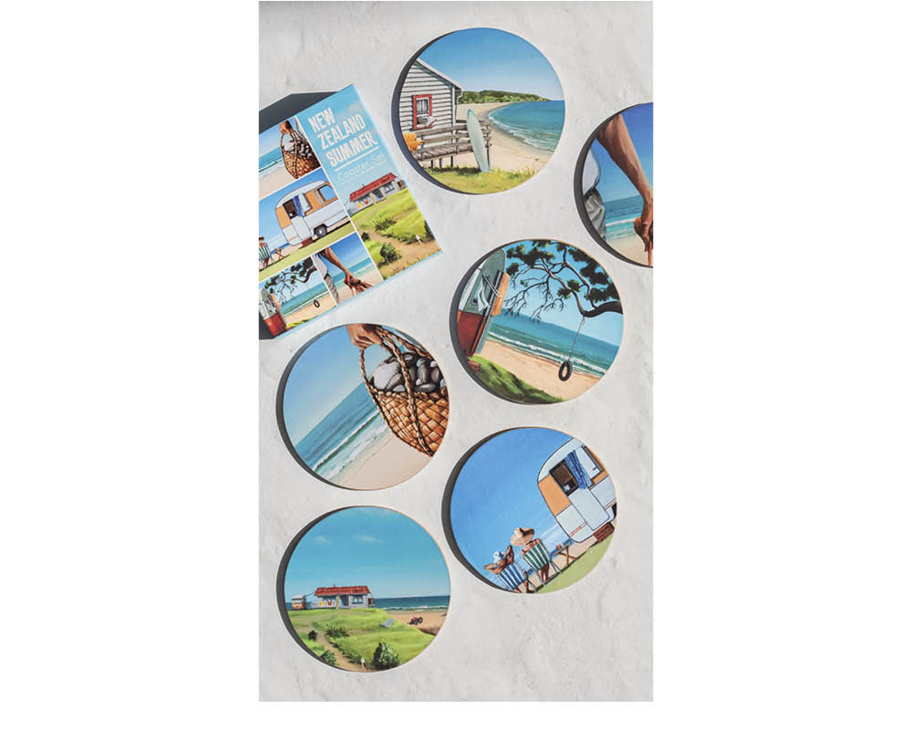 Six Delighful Kiwi Summer Coaster Sets