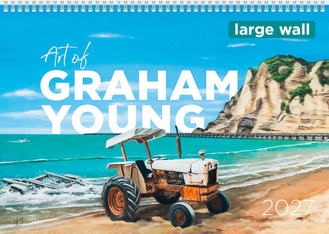 Graham Young Artist 2027 Large Wall Calendar cover featuring original NZ landscape art by Graham Young Artist