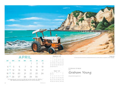 April page of the large wall 2027 calendar featuring "Tolaga Bay" by Graham Young Artist