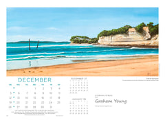 December page of the large wall 2027 calendar featuring "Towards Red Beach" by Graham Young Artist