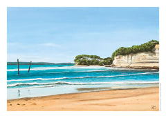 December page of the wall booklet 2027 calendar featuring "Towards Red Beach" by Graham Young Artist