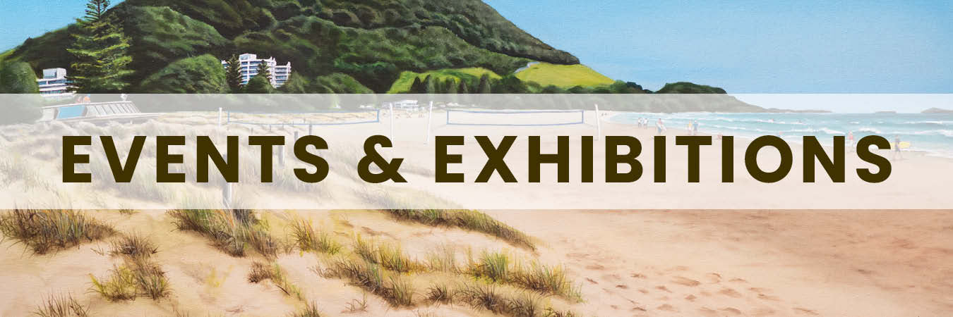 Graham Young Artist events and exhibitions, Mount Maunganui coastal view.