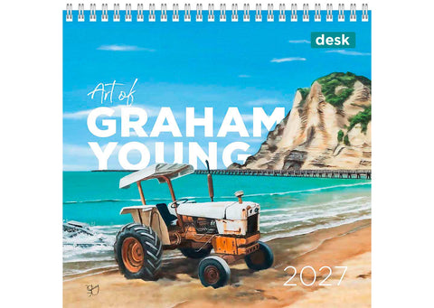 Desk 2027 calendar cover featuring original NZ landscape art by Graham Young Artist