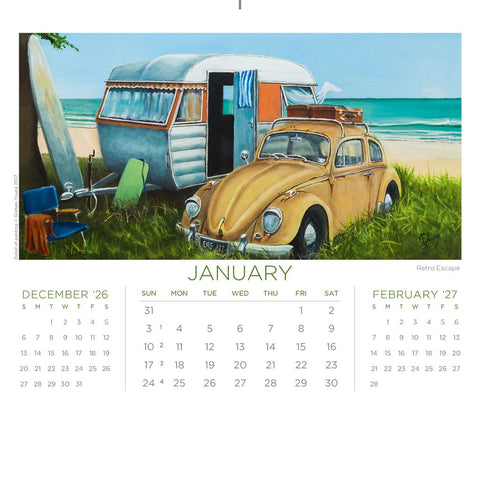 January page of the desk 2027 calendar featuring 