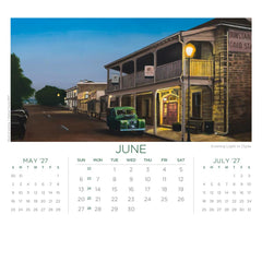 June page of the desk 2027 calendar featuring "Evening Light in Clyde" by Graham Young Artist