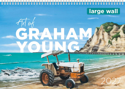 Large wall 2027 calendar cover featuring original NZ landscape art by Graham Young Artist
