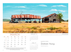 March page of the large wall 2027 calendar featuring "Canterbury Plains Barn" by Graham Young Artist