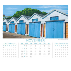 November page of the desk 2027 calendar featuring "Boat Harbour Sheds" by Graham Young Artist