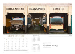 September page of the large wall 2027 calendar featuring "Birkenhead Bus Depot" by Graham Young Artist