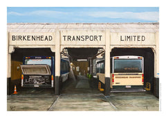 September page of the wall booklet 2027 calendar featuring "Bus Depot" by Graham Young Artist